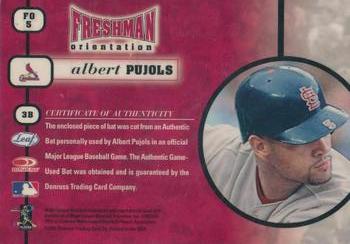 2001 Leaf Rookies & Stars - Freshman Orientation Autographs #FO5 Albert Pujols Back