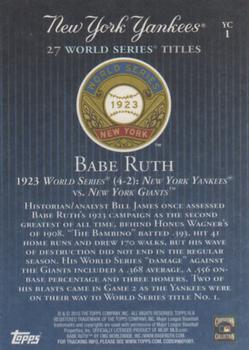 2010 Topps New York Yankees 27 World Series Championships #YC1 Babe Ruth Back