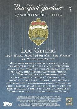 2010 Topps New York Yankees 27 World Series Championships #YC2 Lou Gehrig Back