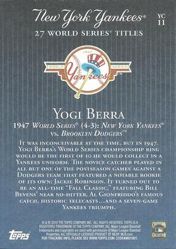2010 Topps New York Yankees 27 World Series Championships #YC11 Yogi Berra Back