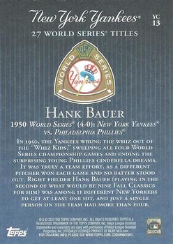 2010 Topps New York Yankees 27 World Series Championships #YC13 Hank Bauer Back