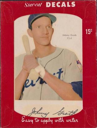 1952 Star-Cal Large Decals #72-F Johnny Groth Front