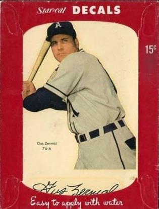 1952 Star-Cal Large Decals #76-A Gus Zernial Front