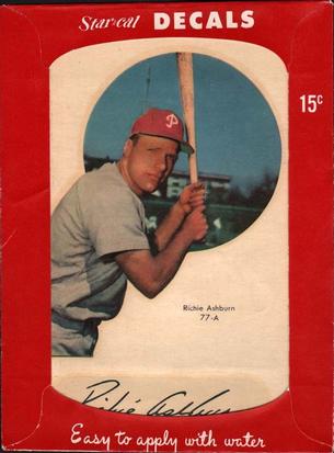 1952 Star-Cal Large Decals #77-A Richie Ashburn Front