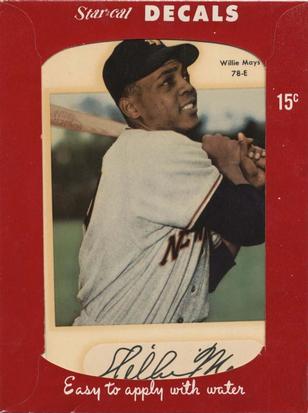 1952 Star-Cal Large Decals #78-E Willie Mays Front