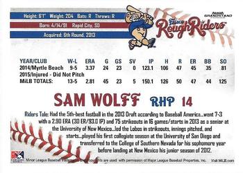 2016 Grandstand Frisco RoughRiders #NNO Sam Wolff Back