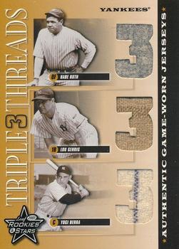 2001 Leaf Rookies & Stars - Triple Threads #TT-3 Babe Ruth / Lou Gehrig / Yogi Berra  Front