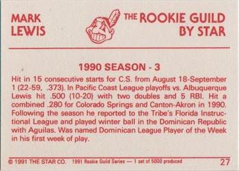 1991 Star The Rookie Guild #27 Mark Lewis Back