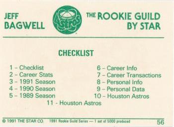 1991 Star The Rookie Guild #56 Jeff Bagwell Back