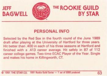 1991 Star The Rookie Guild #63 Jeff Bagwell Back