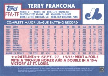 2016 Topps Archives - Fan Favorite Autographs #FFA-TF Terry Francona Back