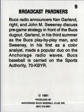 1991 Anchorage Bucs #9 Ken Garland / John M. Sweeney Back