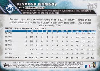 2016 Topps Tampa Bay Rays #TB-7 Desmond Jennings Back