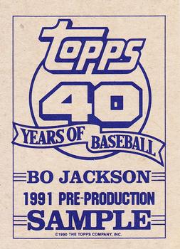 1991 Topps - Pre-Production Sample Panel Singles #NNO Bo Jackson Back