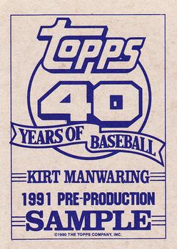 1991 Topps - Pre-Production Sample Panel Singles #NNO Kirt Manwaring Back