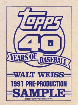 1991 Topps - Pre-Production Sample Panel Singles #NNO Walt Weiss Back