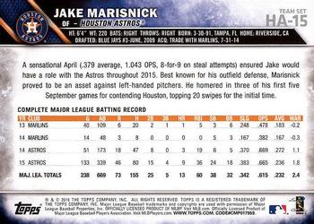 2016 Topps Houston Astros #HA-15 Jake Marisnick Back