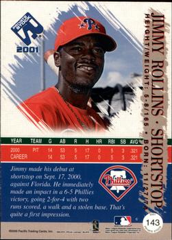 2001 Pacific Private Stock - Silver (Retail) #143 Jimmy Rollins  Back