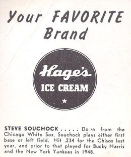 1950 Hage's Dairy #NNO Steve Souchock Back