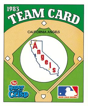 1983 Post Super Sugar Crisp Team Card #NNO California Angels Front