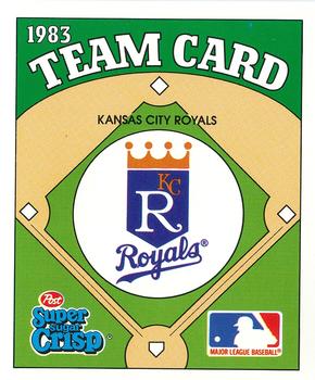 1983 Post Super Sugar Crisp Team Card #NNO Kansas City Royals Front