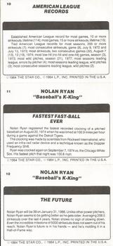1986 Star Nolan Ryan #10-12 Nolan Ryan Back