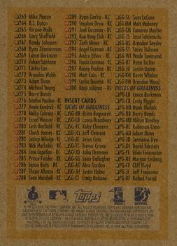 2006 Bowman Heritage - Checklist #2 Checklist: 171-300 and Inserts Back