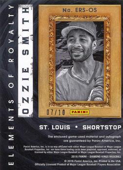2016 Panini Diamond Kings - Elements of Royalty Signatures - Silver #ERS-OS Ozzie Smith Back