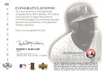 2001 SP Authentic - Chirography #MB Milton Bradley  Back