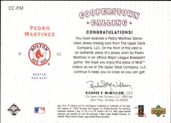 2001 SP Authentic - Cooperstown Calling Game Jersey #CC-PM Pedro Martinez Back