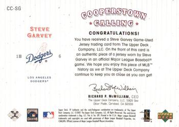 2001 SP Authentic - Cooperstown Calling Game Jersey #CC-SG Steve Garvey  Back
