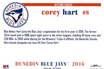2016 Grandstand Dunedin Blue Jays #NNO Corey Hart Back