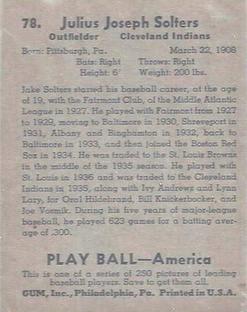 1939 Play Ball #78 Moose Solters Back