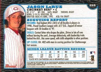 1999 Bowman #215 Jason LaRue Back