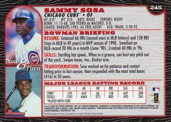 1999 Bowman #245 Sammy Sosa Back