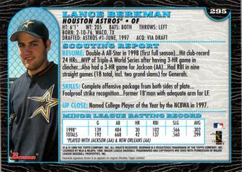 1999 Bowman #295 Lance Berkman Back