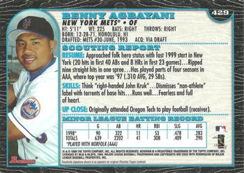 1999 Bowman #429 Benny Agbayani Back