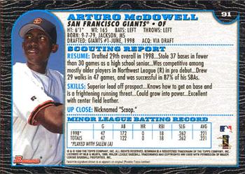 1999 Bowman #91 Arturo McDowell Back