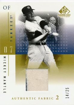 2001 SP Game Used Edition - Authentic Fabric 2 (Gold) #N-MM Mickey Mantle  Front