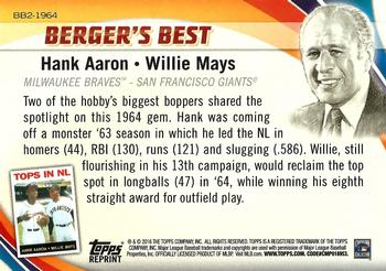 2016 Topps - Berger's Best (Series 2) #BB2-1964 Hank Aaron / Willie Mays Back