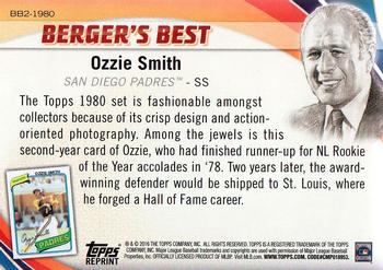 2016 Topps - Berger's Best (Series 2) #BB2-1980 Ozzie Smith Back
