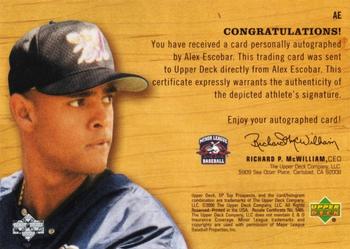 2001 SP Top Prospects - Chirography #AE Alex Escobar  Back