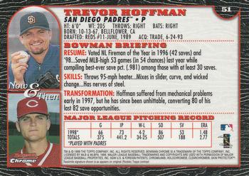 1999 Bowman Chrome #51 Trevor Hoffman Back