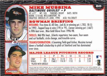 1999 Bowman Chrome #60 Mike Mussina Back
