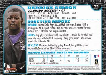 1999 Bowman Chrome #75 Derrick Gibson Back