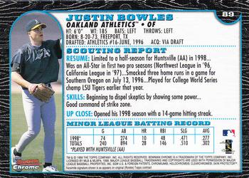 1999 Bowman Chrome #89 Justin Bowles Back