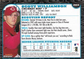 1999 Bowman Chrome #203 Scott Williamson Back
