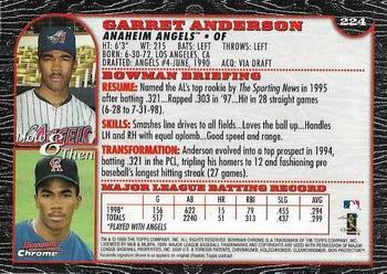 1999 Bowman Chrome #224 Garret Anderson Back
