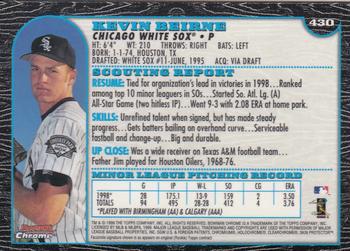 1999 Bowman Chrome #430 Kevin Beirne Back