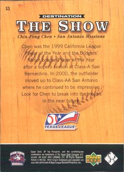 2001 SP Top Prospects - Destination: The Show #S3 Chin-Feng Chen  Back
